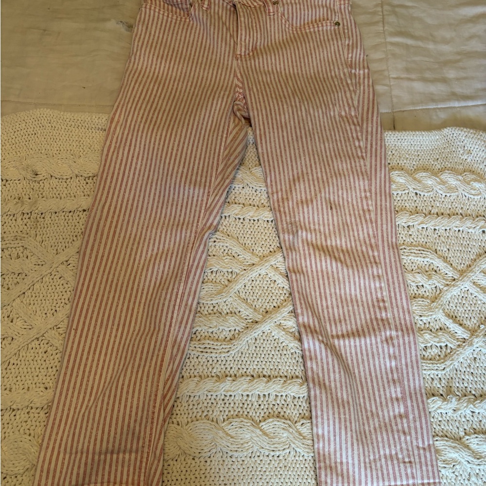 LC Lauren Conrad Pink Striped Straight Leg Jeans